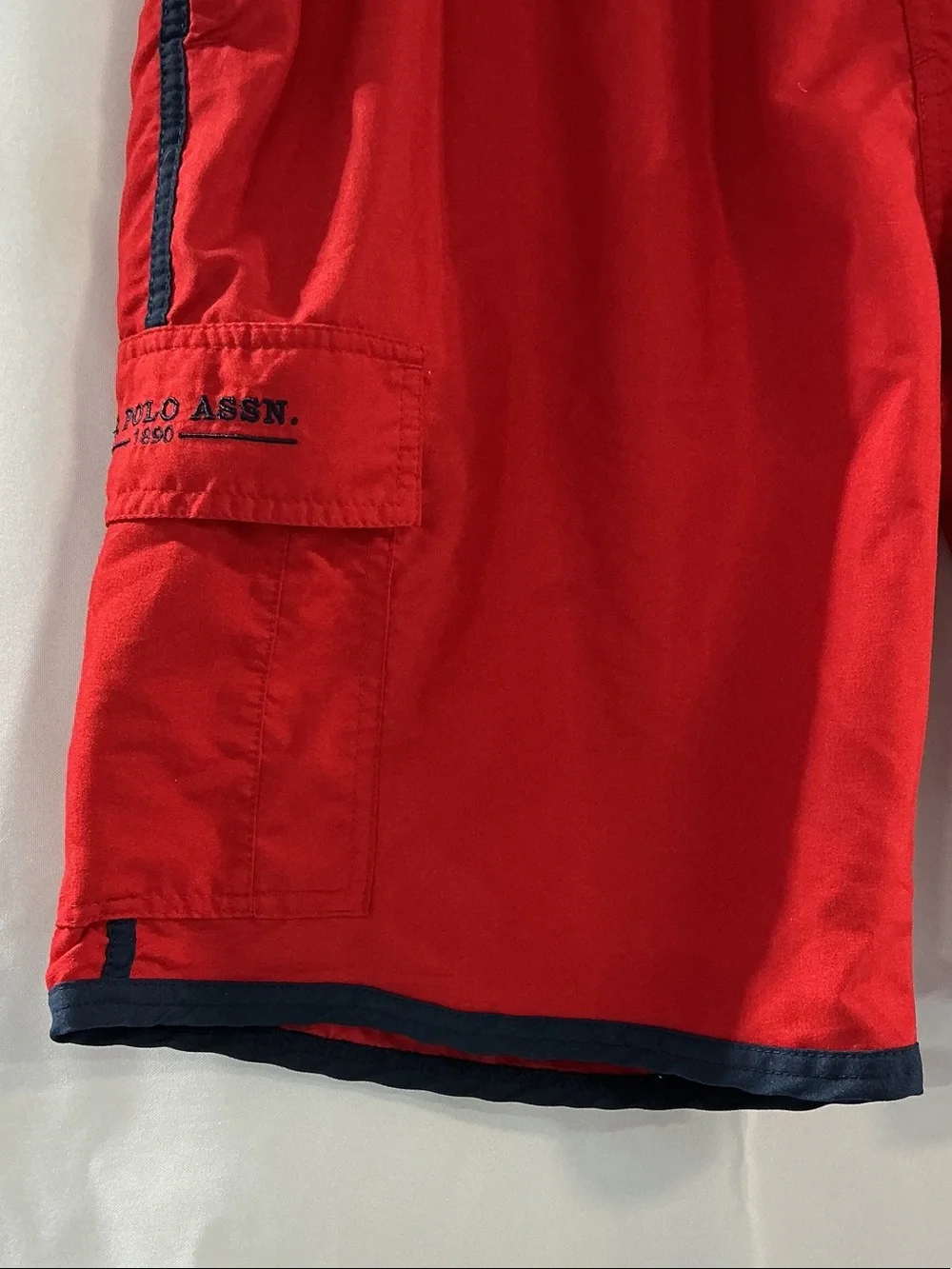U.S. Polo Assn. Red Swim Trunks with Navy Accents